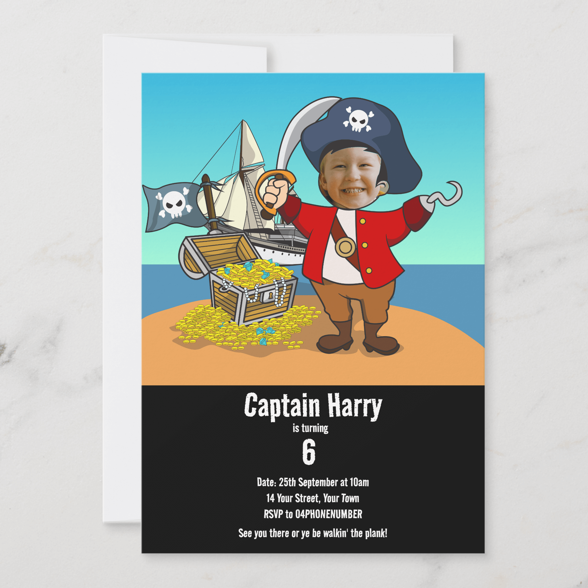 Personalizable Pirate Birthday Invitation for Kids