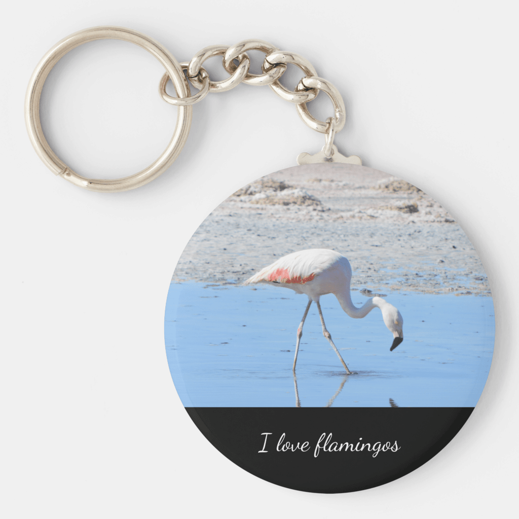 I Love Flamingos Keychain