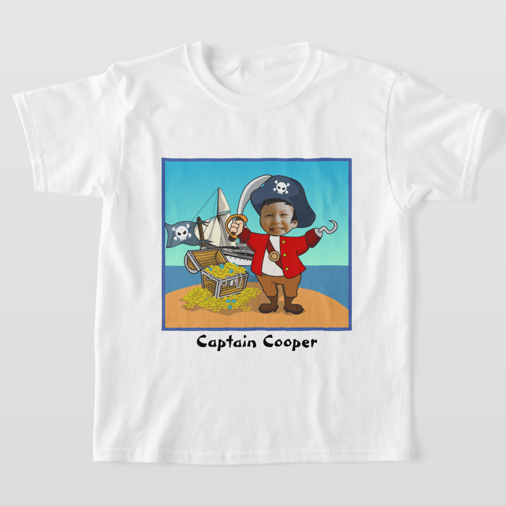 pirate t-shirt for kids where you put your child's face on the shirt.