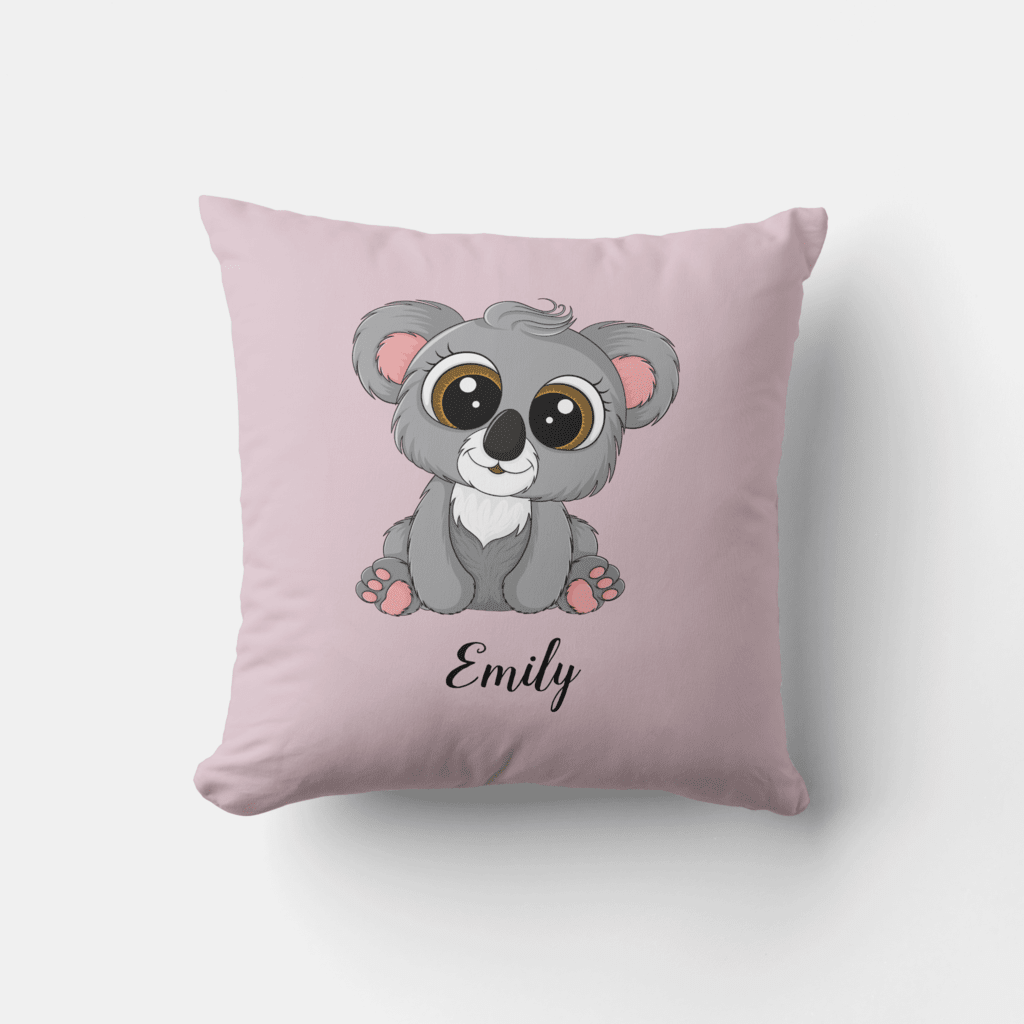 A cute pink koala cushion designed for girls.