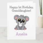 Granddaughter birthday card with a cute koala