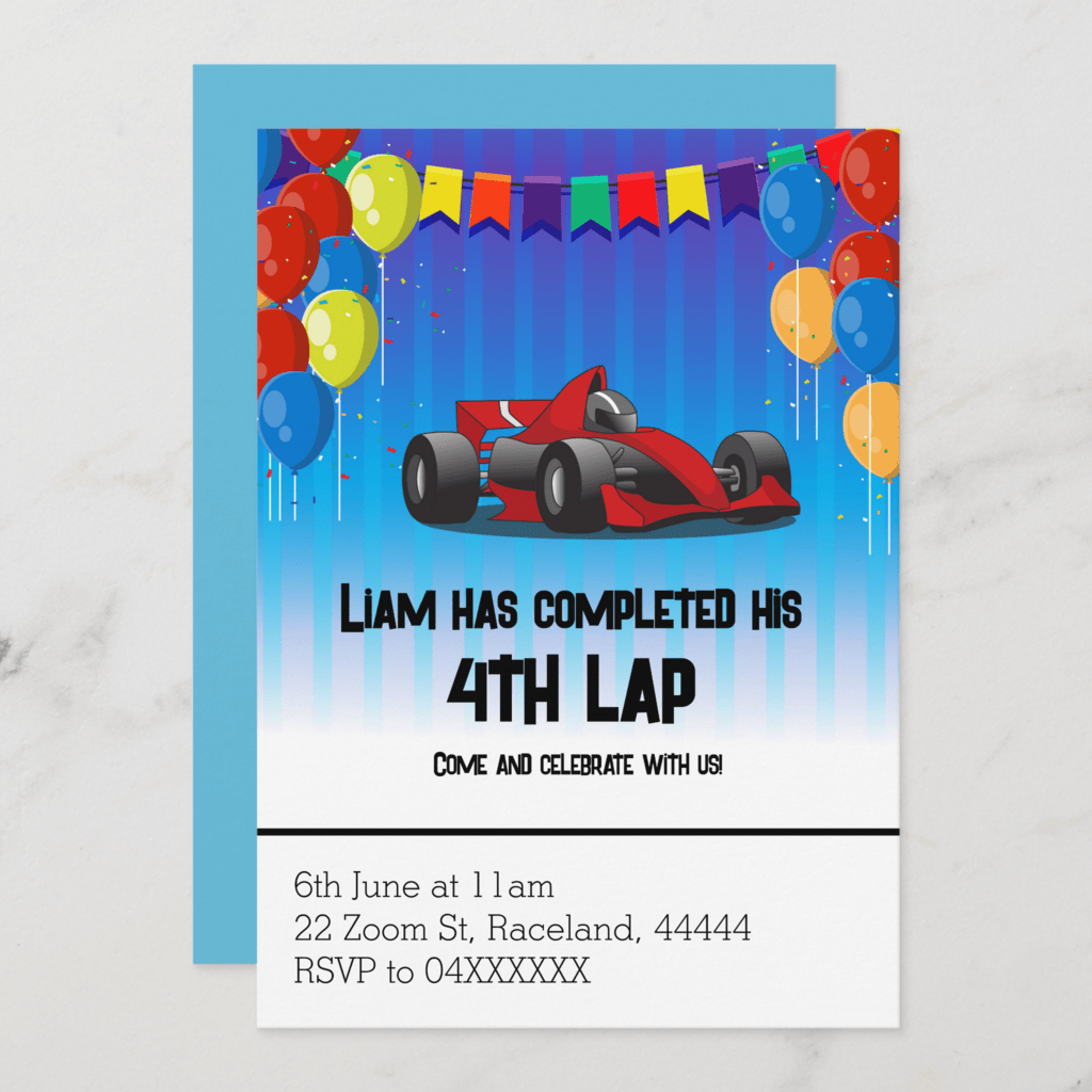 racing car birthday party invitations