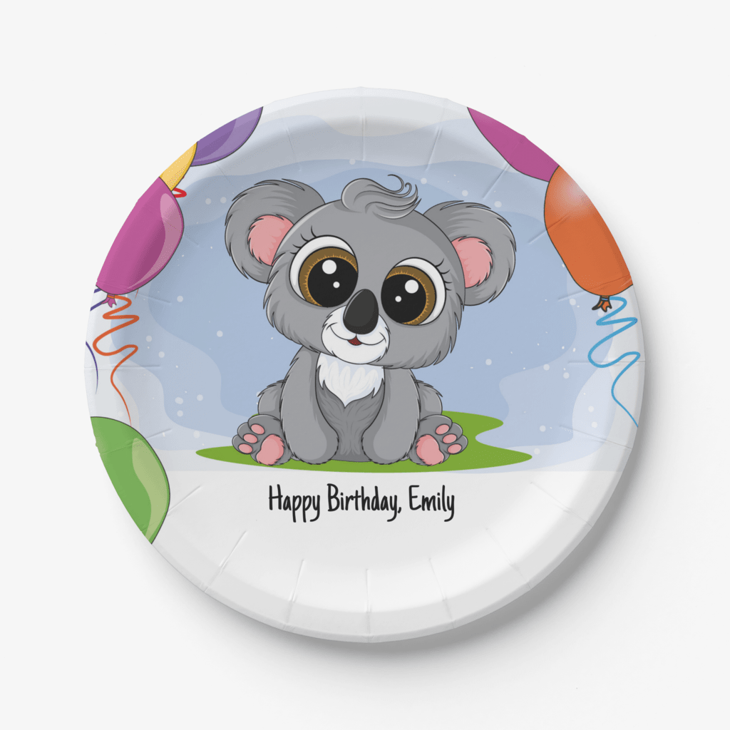 Koala birthday party plates