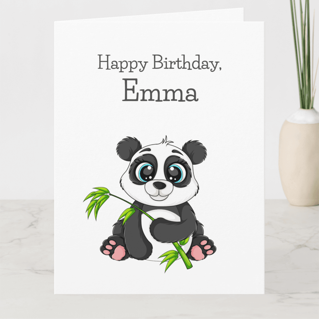 cute panda bear birthday card for children