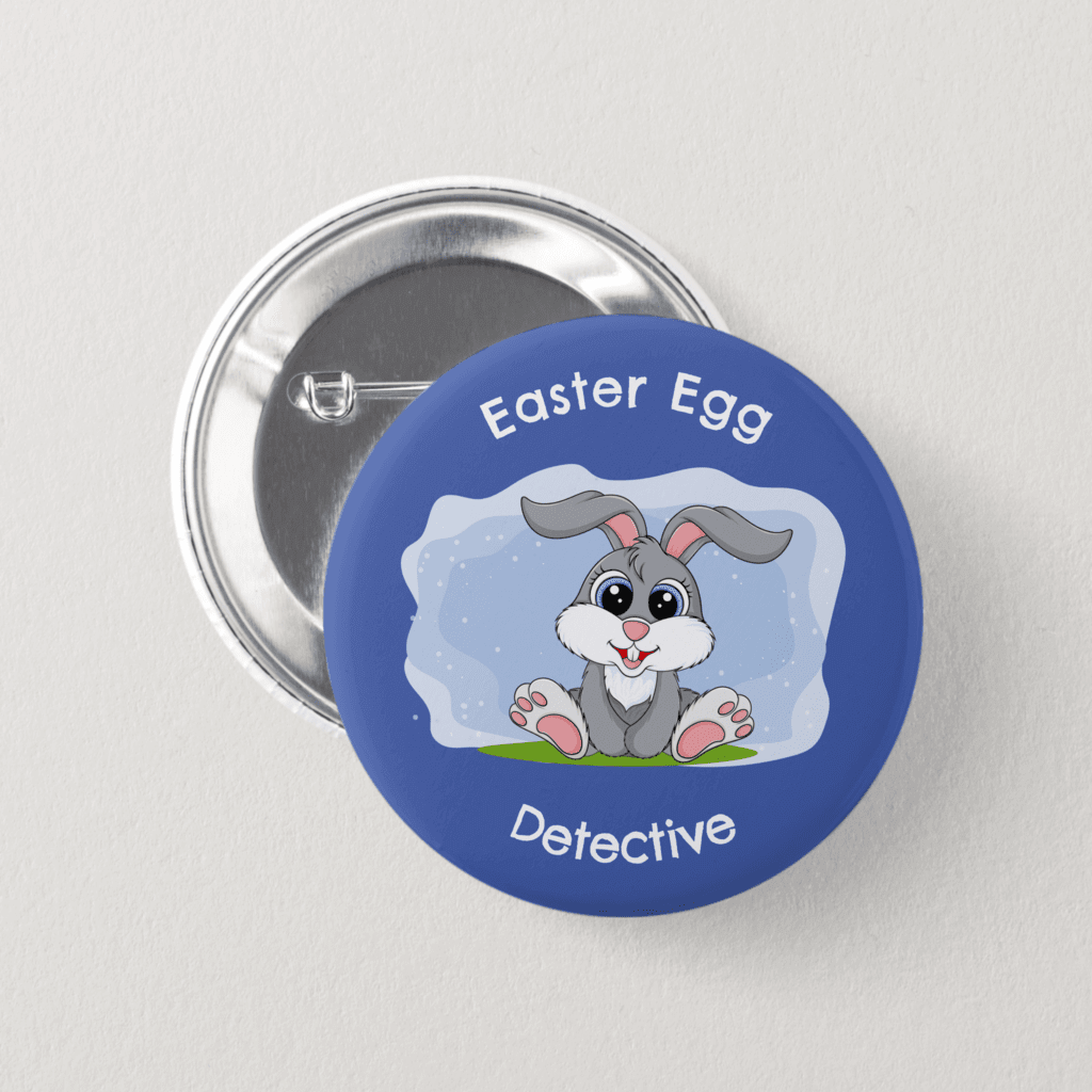 Easter Egg hunt pin button for kids
