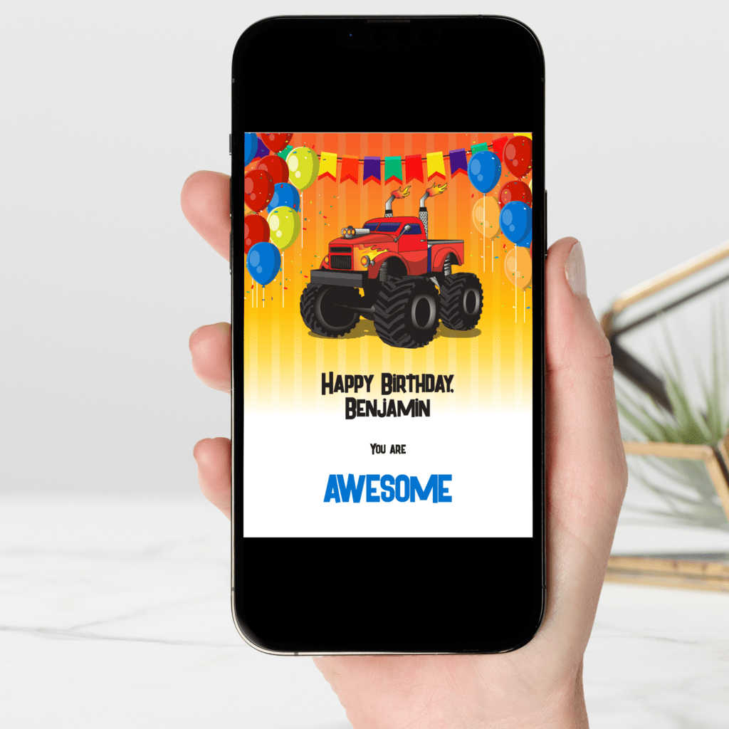 Digital Monster Truck Birthday Card