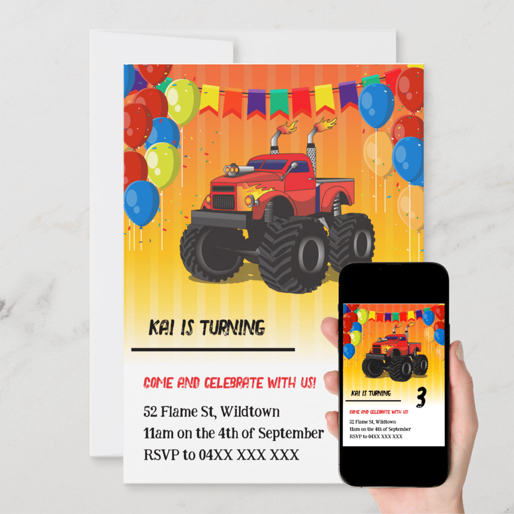 Get some awesome monster truck birthday invitations