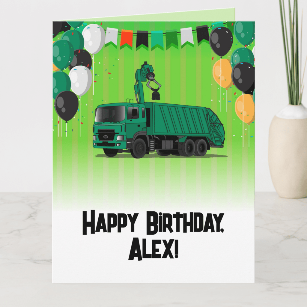 Garbage Truck birthday card for children