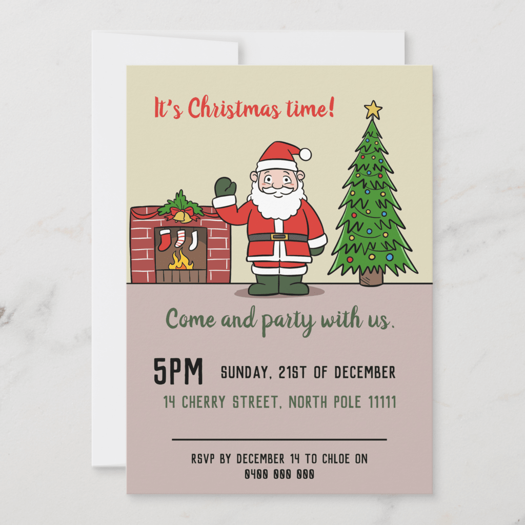Santa Claus Family Christmas Invitations